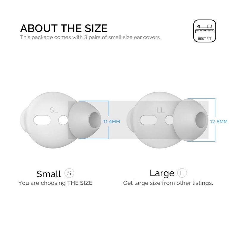 AhaStyle 3 Pairs AirPods Ear Tips Silicone Earbuds Cover [Not Fit in The Charging Case] Compatible with Apple AirPods (3 Pairs Small, White) - Image 2